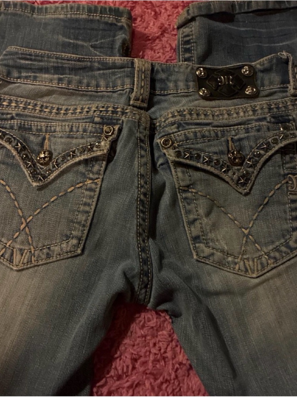 Miss Me low rise Light Blue Embellished Back Pocket Jeans (need gone asap)